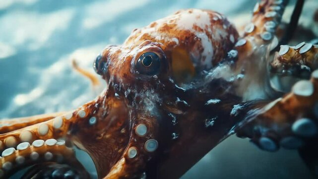 Octopuss gaze in the oceans depths