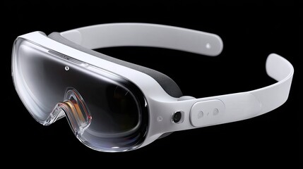 A detailed look at a matte white VR headset, AR glasses, and a smartwatch, showcasing minimalist design in studio lighting
