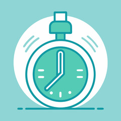Modern flat design stopwatch icon with teal and white colors