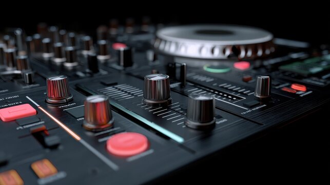 A close up of a DJ controller