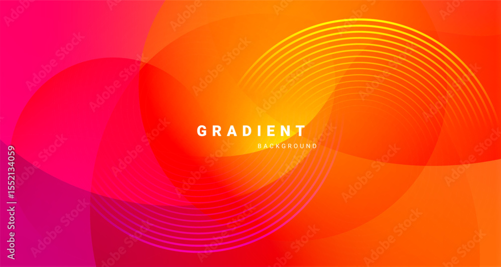 Poster Colorful digital background with vibrant gradient curves and flowing circular wave elements