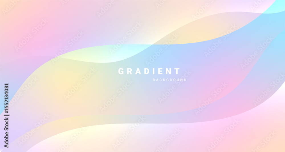 Poster Soft abstract gradient background with pastel wave flow. Vector.