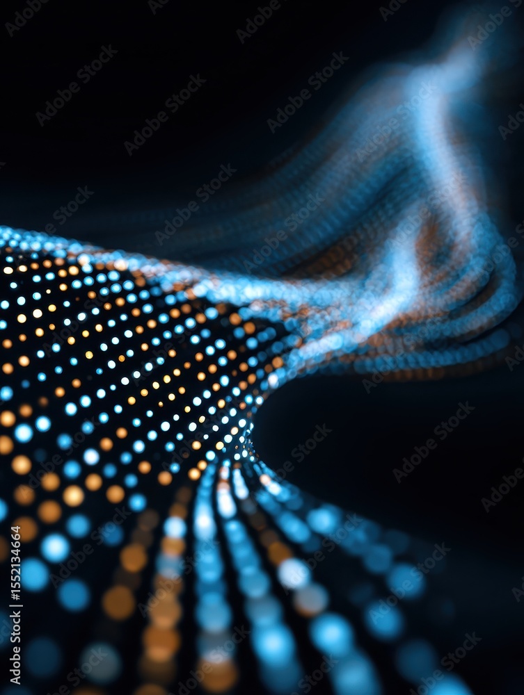 Aufkleber multicolor glowing abstract waving particle technology background design. advanced digital futuristi