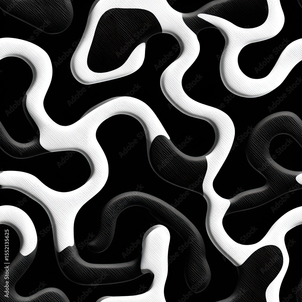 Poster complex and artistic topographic patterns in a black and white color scheme create a visually striki