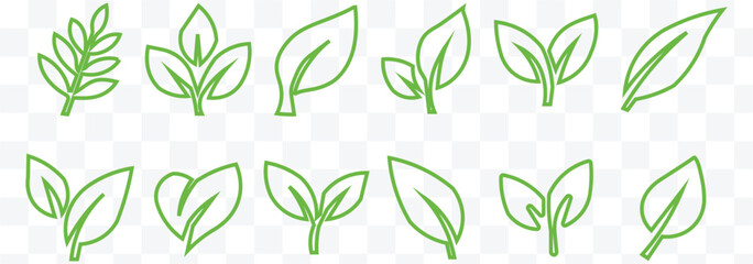 Set of green leaf icons. Green color. Leaves  green color icon logo. Ecology. Vector illustration eps 10