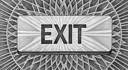 Decorative exit sign with embossed design and intricate pattern  