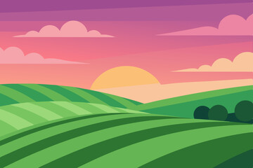 Obraz premium landscape with green field and blue sky
