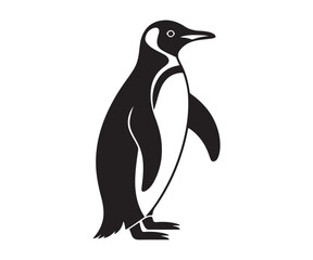 Fototapeta premium Stylized black and white silhouette of a standing penguin on a white background
