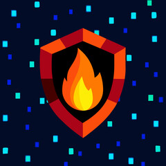 Elegant Shield Illustration with Purple Dot Patterns