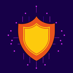 Bold Shield Design with Orange Border and Dark Theme