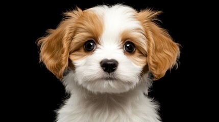 Close-up portrait of a fluffy puppy.