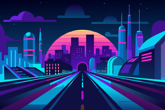 futuristic-citywith glowing dome structures mono
