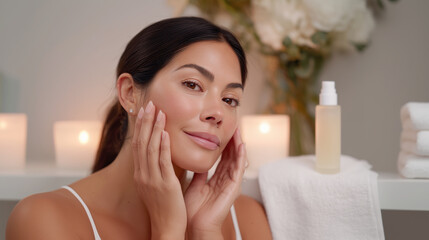 Skincare routine event spa room lifestyle calm environment close-up