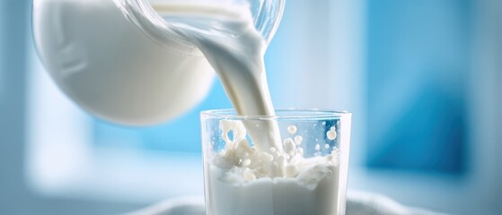 The creamy milk being poured into a glass creating a refreshing splash.
