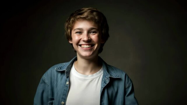 Happy young person joyfully expressing excitement with confident gestures
