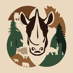 Solid color rhino vector design for World Rhino Day, including geometric, cartoon, and abstract styles to promote endangered species conservation and habitat protection.
