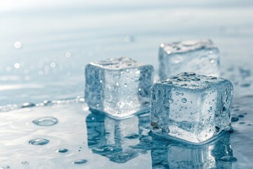 Obraz premium Subtle Reflections of Transparent Ice in Water