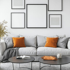 Fototapeta premium Sofa with Multiple Small Frames A simple sofa