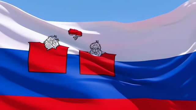 Flag of Bryansk Oblast, Russia: Waving Illustration