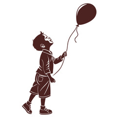 Silhouette of a young boy holding a balloon child