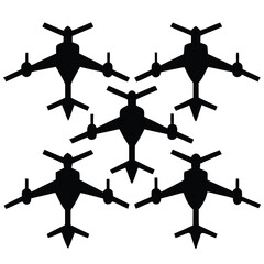 Six Black Silhouette Drones Arranged in a Pattern white 1