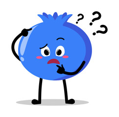 Cute Hand Drawn blueberry Face Unsure Questioning