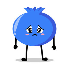 Cute Hand Drawn blueberry Face Sad