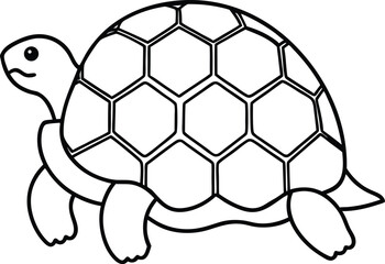 Fototapeta premium A fun illustration of a tortoise playing with a black and white soccer ball