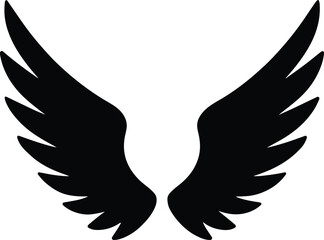 Silhouette wings symmetrical angel feather abstract black Vector Illustration