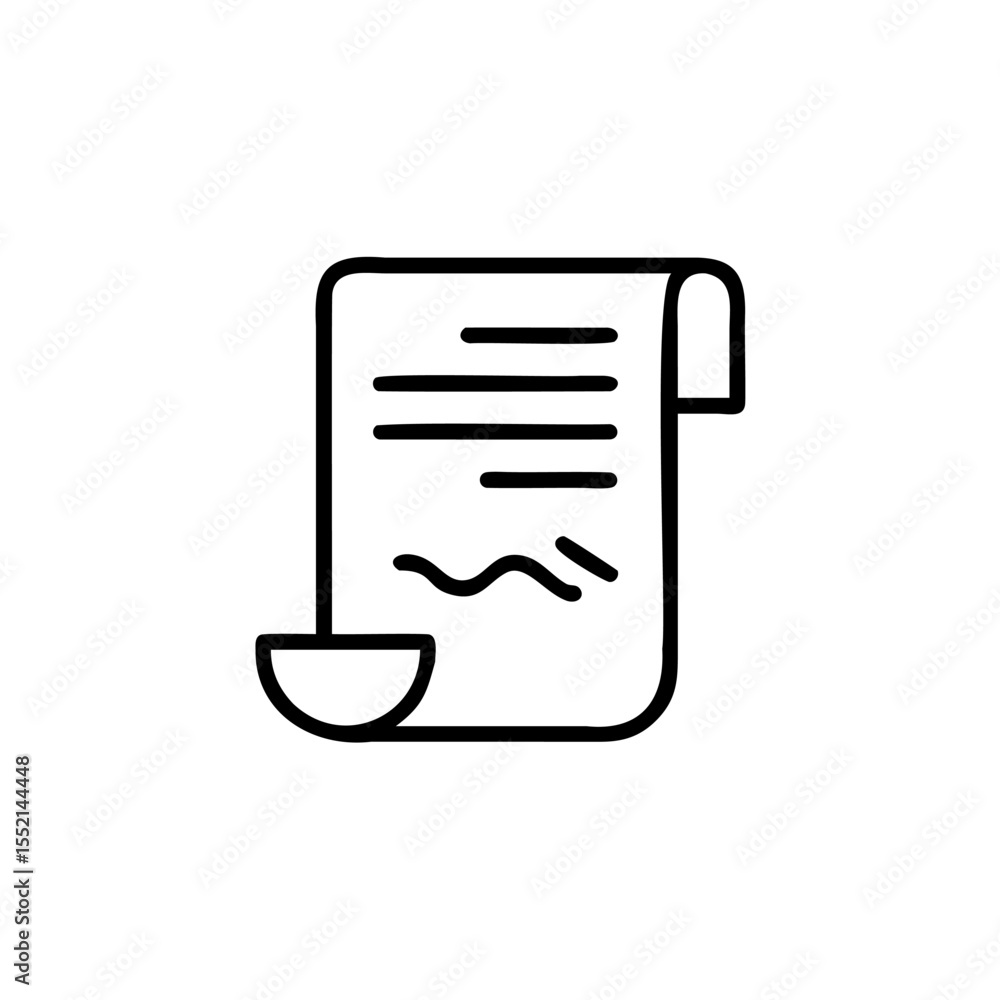 Aufkleber handdrawn blogger icon scroll document with signature and bowl vector