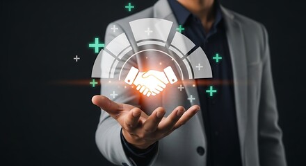 Illustrating Collaboration and Partnership Through Digital Handshake Symbolization and Abstract Data Visualization Technologies