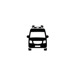 Ambulance and Police Minibus Icon Vector with Siren Light. Emergency Vehicle Illustration
