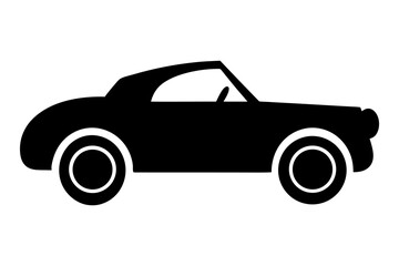 Classic Roadster Silhouette: A sleek black silhouette of a classic roadster car, embodying timeless automotive design and the spirit of open-road adventures. 