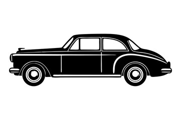 Fototapeta premium Vintage Black Car: A meticulously rendered, black vintage automobile, capturing the essence of classic design and enduring automotive history.