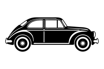 Fototapeta premium Vintage Car Silhouette: A sleek, vintage car silhouette, rendered in monochrome, stands as a timeless symbol of classic automotive design. Perfect for graphic design, this image conveys elegance.
