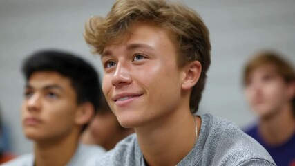 Engaged classroom interaction: attentive students captivated by inspiring lecture