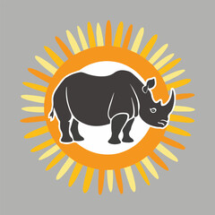 World Rhino Day vector illustration with solid colors, featuring rhinos, nature elements, and conservation themes for wildlife protection and awareness campaigns.