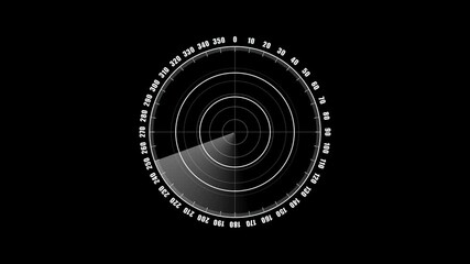 Searching radar HUD screen animation, Black BG and White rader, Digital technology concept radar screen animated - Powered by Adobe