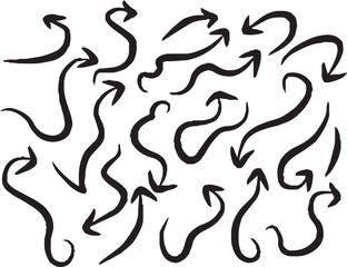 Hand-drawn arrow icon set. A collection of curved