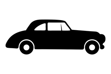 Fototapeta premium Silhouette of a Classic Car: A sleek, black silhouette of a classic car, evoking nostalgia and the timeless allure of vintage automobiles. The image celebrates elegance and historical design.