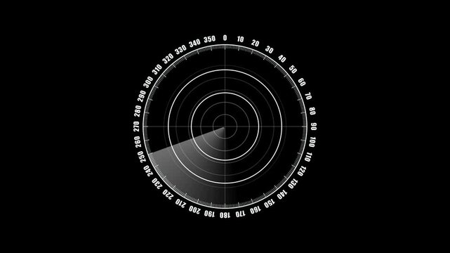 Searching radar HUD screen animation, Black BG and White rader, Digital technology concept radar screen animated - Powered by Adobe