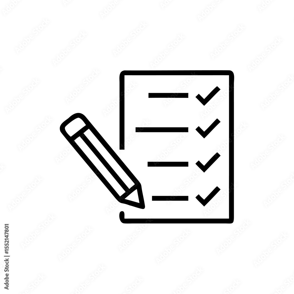 Aufkleber handdrawn checklist icon blogger pencil paper list to do tasks vector