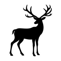 Silhouette of a Stag: A bold silhouette of a majestic stag standing tall, its impressive antlers reaching skyward, evokes a sense of strength and untamed beauty.