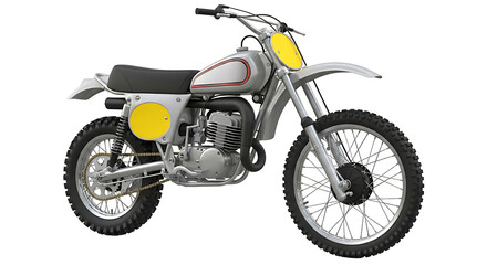 A classic vintage motorcycle, rendered in detail, isolated against a white background.