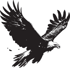 Majestic Black and White Eagle in Flight, Vector Illustration