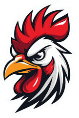 Fierce Rooster Head, Vector Illustration, Mascot Design