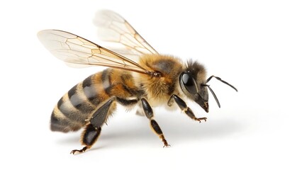 Isolated Honey Bee on White Background