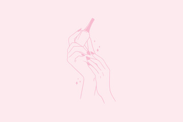 Nail Polish Concept Vector Illustration in Minimalist Pink Nail Polish Illustration Feminine Beauty Aesthetic