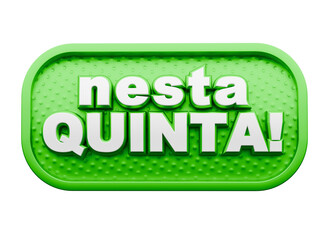 Banner promocional verde com texto "Nesta Quinta!" em destaque