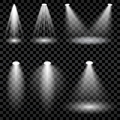 Realistic Light Scenic Spotlight Set.